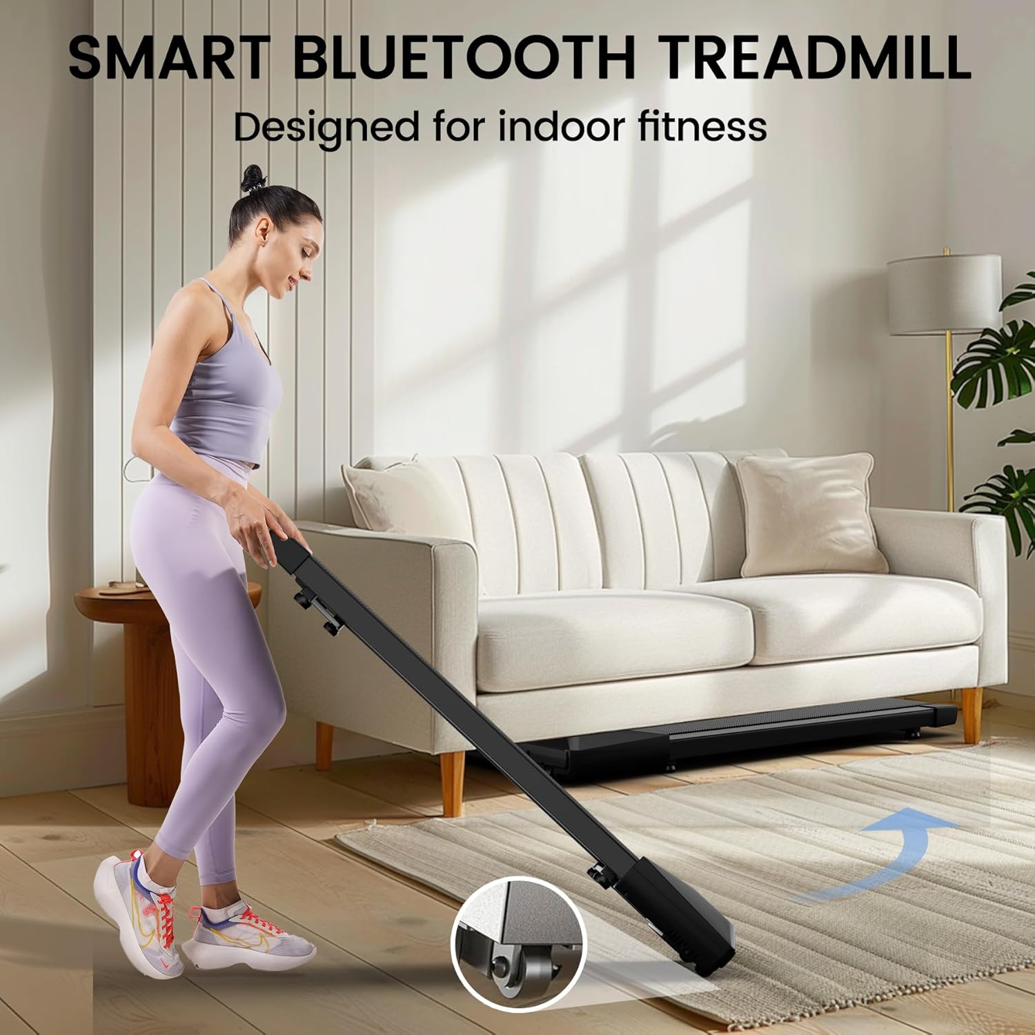 SupeRun Walking Pad, Under Desk Treadmill, 3 in 1 Portable Treadmill with Remote Control LED Display, 2.5 HP Quiet Walking Jogging Machine for Office Home Use, 300 Lbs Capacity - Image 4