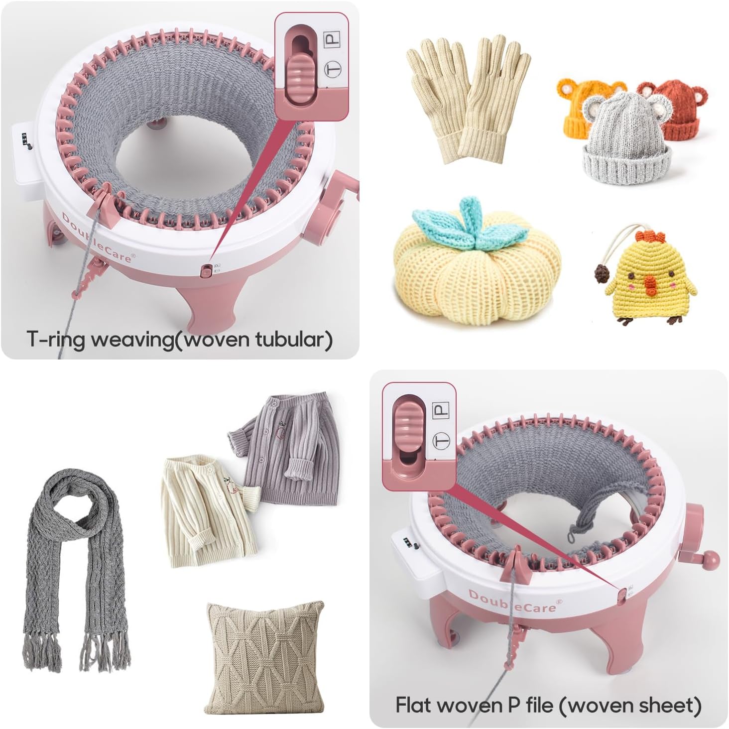 Knitting Machine 48 Needles,Smart Loom Knitting Machine with Row Counter,Knitting Board Rotating Double Knit Loom Machine for Adults/Kids Gift,DIY Knit Scarf Hat Sock(with Wool) - Image 4