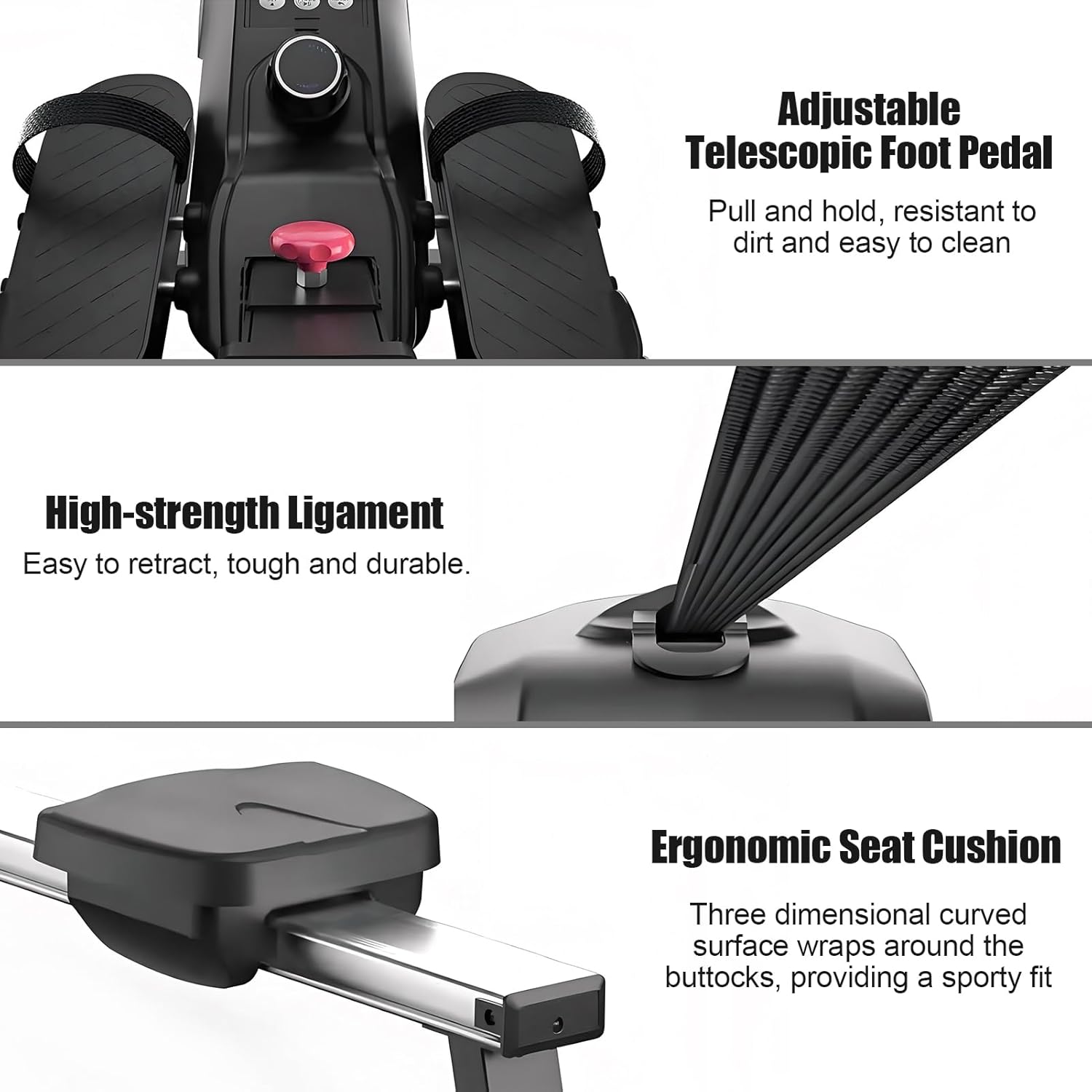 YOXIER Foldable Rowing Machine for Home - 350lb Weight Capacity, 8-Level Magnetic Resistance, Quiet Cardio Workout Machine with Tablet Holder - Compact Design for Home Gym, Apartment & Small Spaces - Image 7