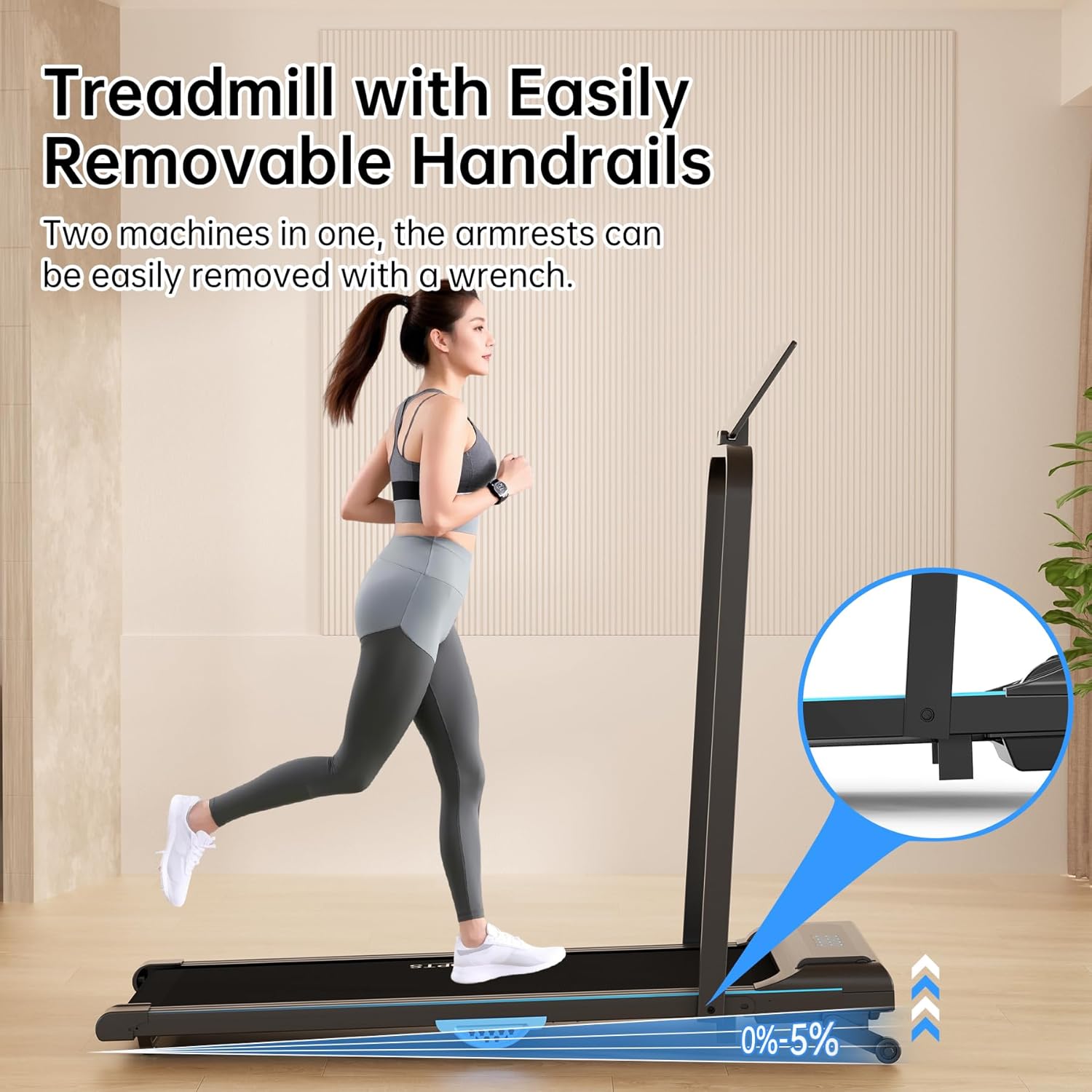 3-in-1 Under Desk Treadmill, Foldable Walking Pad for Home Office, Portable Electric Treadmill with Remote Control & LED Display, Compact Running Machine for Small Spaces, 300 lbs Capacity - Image 9