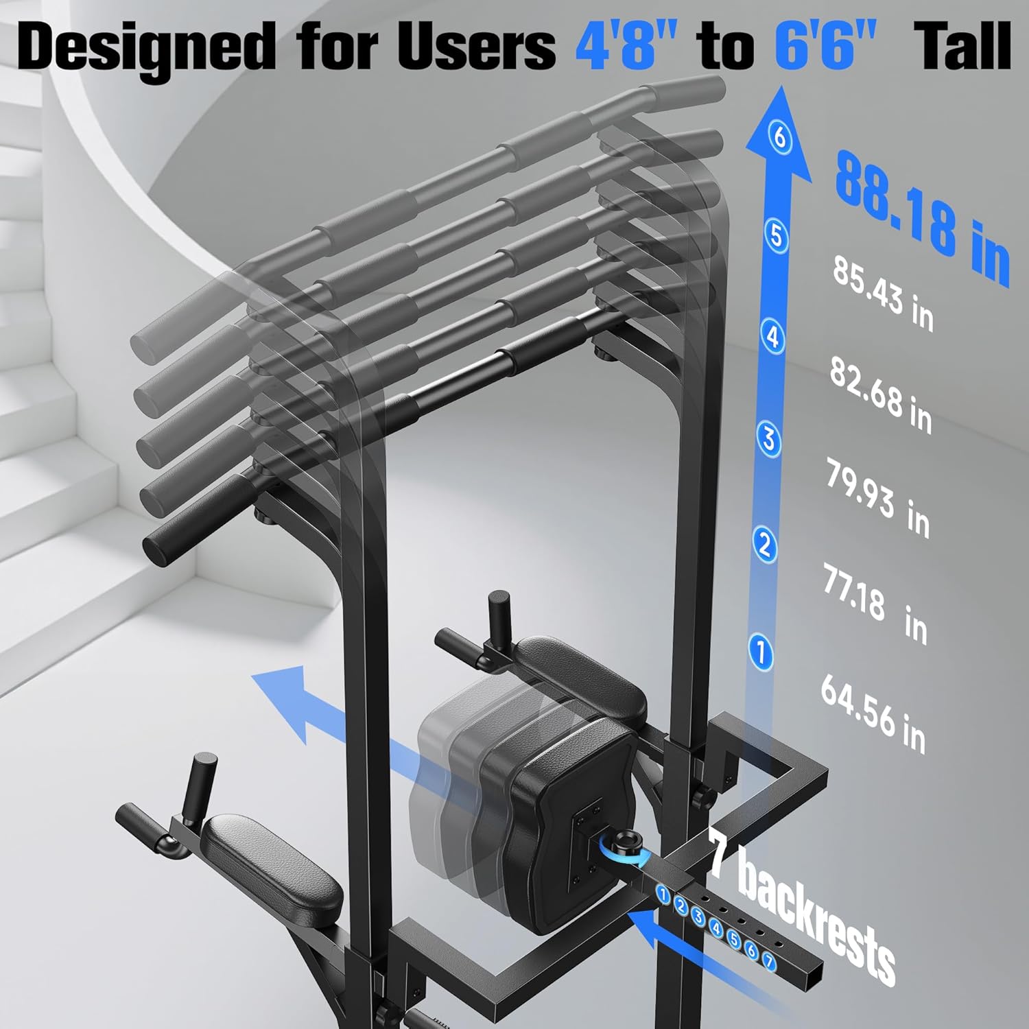 Sportsroyals Power Tower Pull Up Bar Station, 450LBS Stable Pull Up Dip Station for Home Gym Strength Training Equipment - Image 5