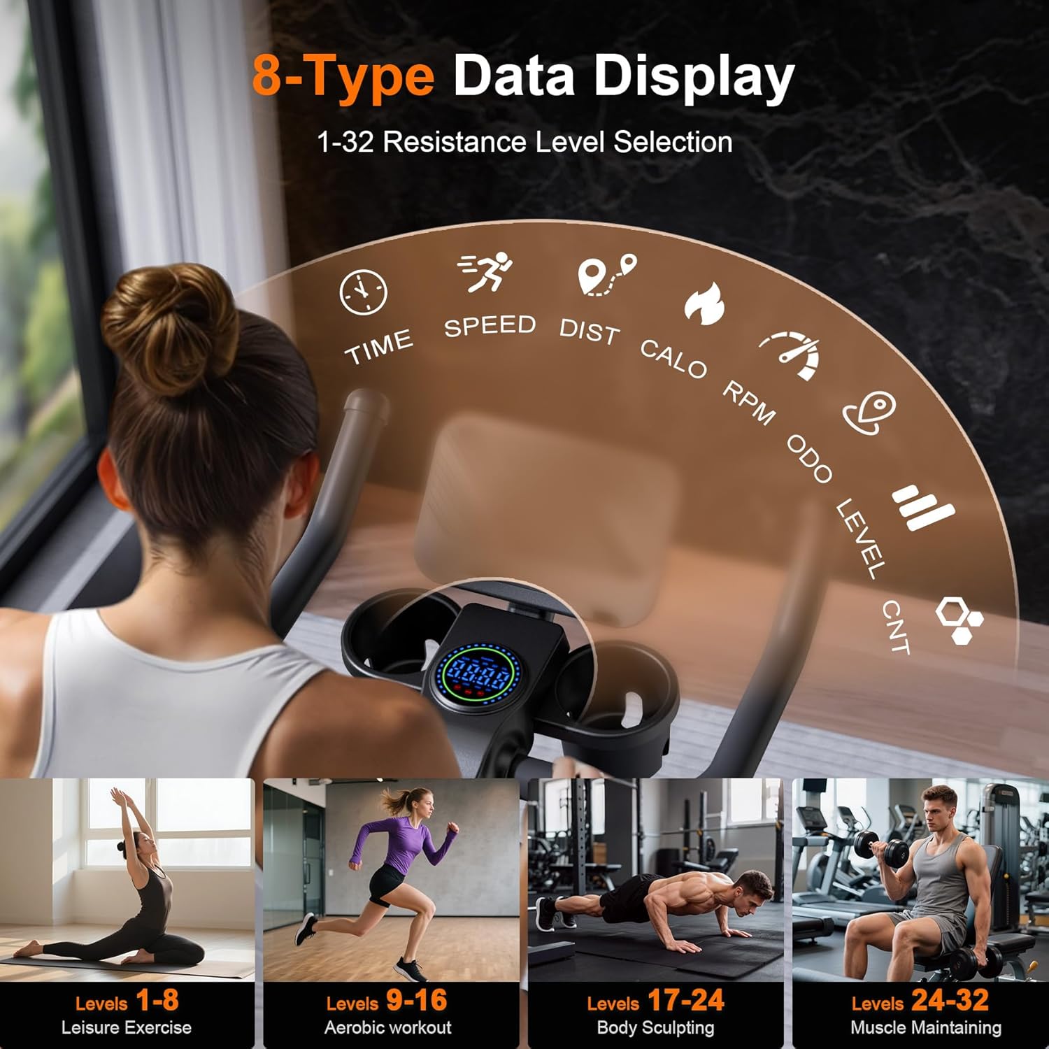Stationary Bike, Spin Bike with 32 Levels of Adjustable Magnetic, Exercise Bike for Home with Exclusive App, Low Noise Indoor Bike, Cycling Bike with Comfortable Seat Cushion - Image 5