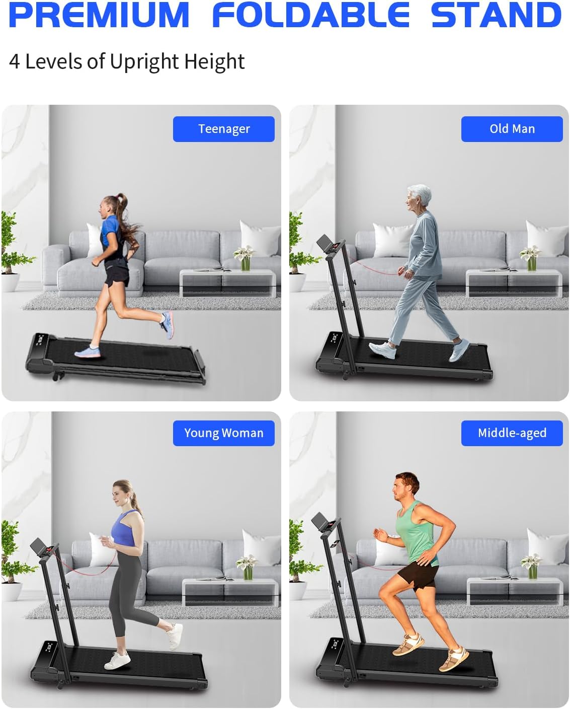 Walking Pad Treadmill Under Desk,Walking Pad for Office Home,Portable Mini Treadmill,2 in 1 Walking Jogging with Remote Control, LED Display - Image 2