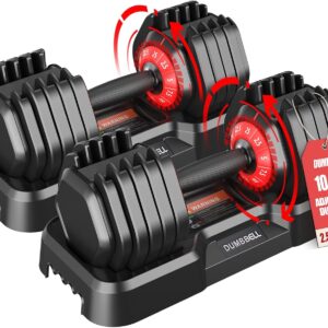 25/52.5/55LBS Adjustable Dumbbells Set with Anti-Slip Handle, Fast Adjust Weight Dumbbells Set with Dual Safety Locking System, Versatile Weights Set for Women & Men Full Body Workout Fitness, Compact Size Space Saving for home gym