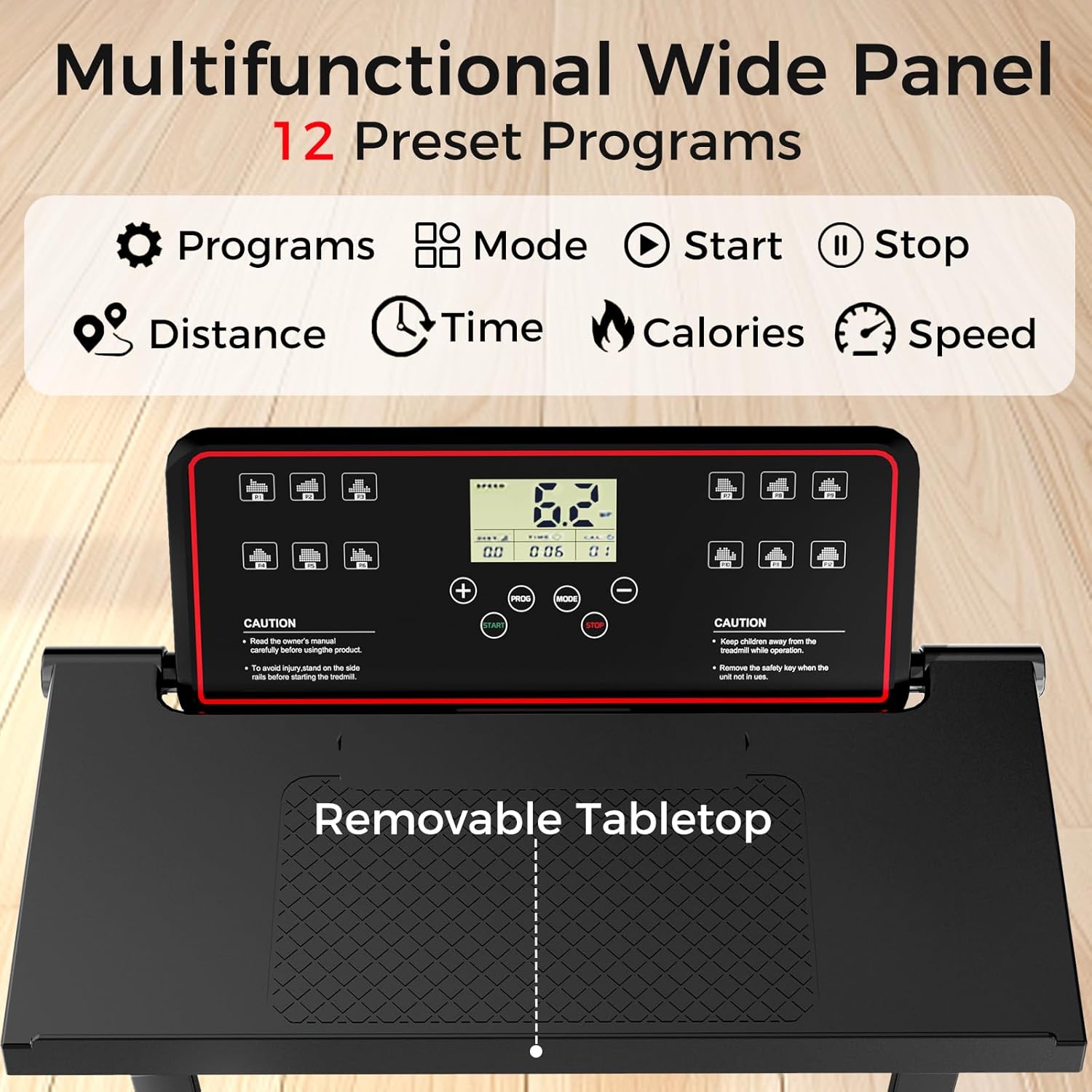 Treadmill with Handles, Treadmills for Small Spaces, 3.0HP Walking Pad Treadmills with Handle Bar & LED Display, Treadmill with Desk Workstation for Home Office, 320 LBS Capacity - Image 3