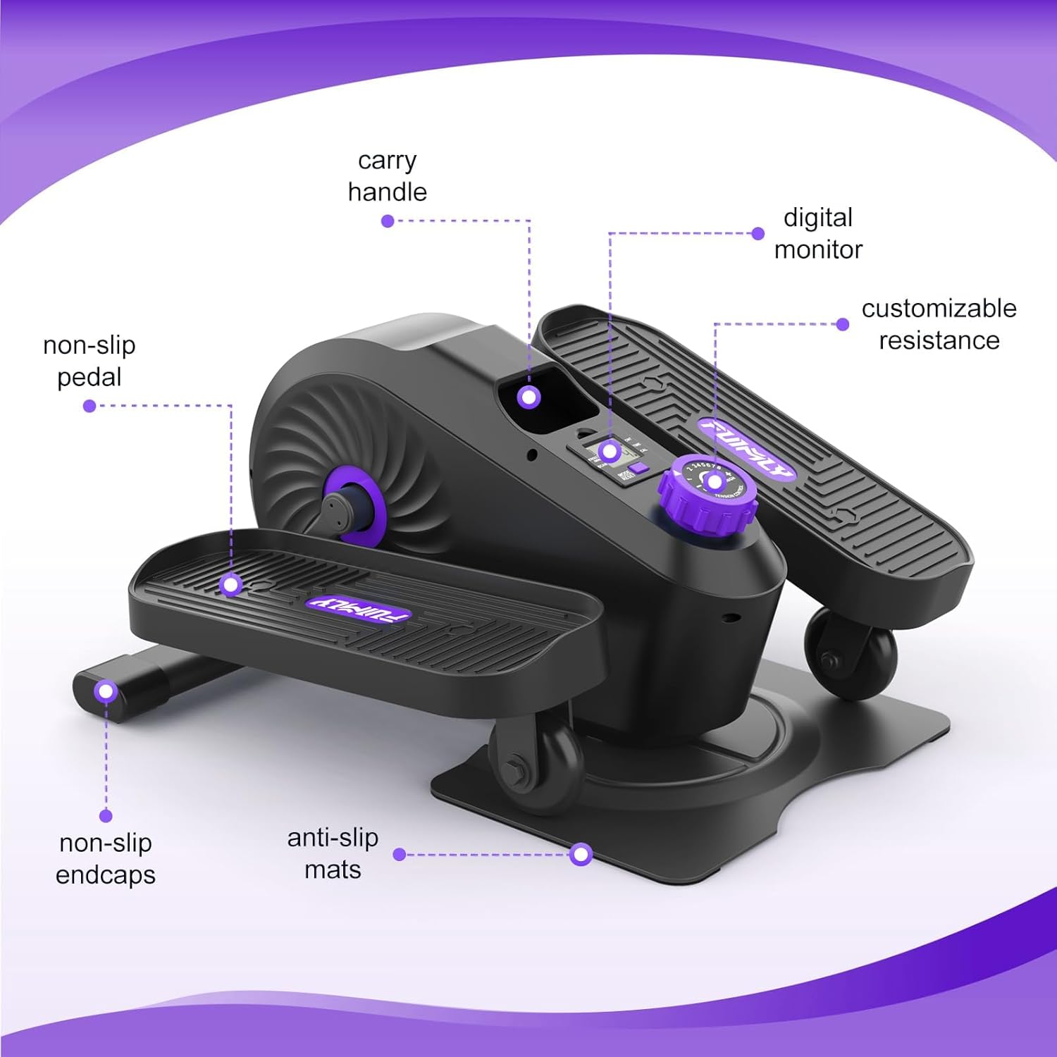 FUNMILY Under Desk Elliptical, Under Desk Bike Pedal Exerciser, Fully Assembled Leg Exerciser 2 in 1 Seated Standing Elliptical, Ultra-Quiet Mini Elliptical Machines for Home Office Use Black - Image 8