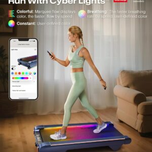 UREVO CyberPad Smart Walking Pad with 14% Incline, Under Desk Treadmill for Home Use, Extended Walking Surface, LED Remote, Speed-Responsive Lighting, Quiet Brushless Motorized, UREVO APP