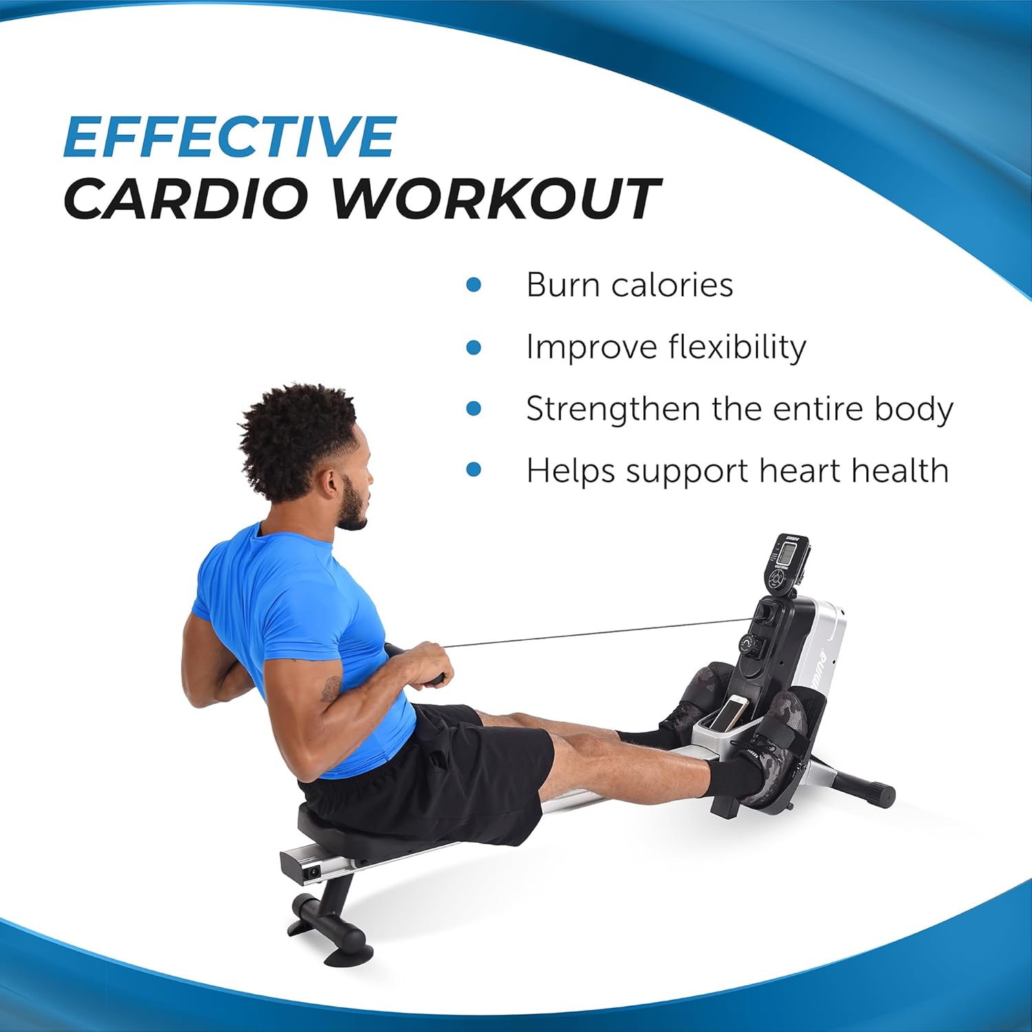 Stamina Magnetic Rower - Rower Machine with Smart Workout App - Rowing Machine with Magnetic Resistance for Home Gym Fitness - Up to 250 lbs Weight Capacity - Image 4