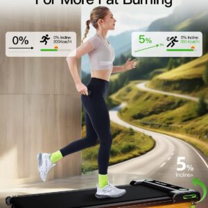 Walking Pad with Incline, Akluer Incline Treadmills for Home, 2.5 HP Under Desk Treadmill Small with Remote Control, Walking Pad Small Treadmill with LED Display