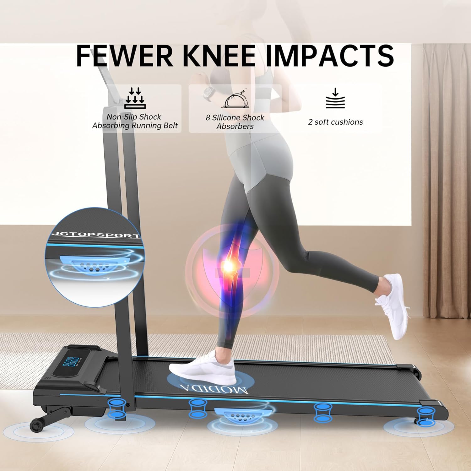 3-in-1 Under Desk Treadmill, Foldable Walking Pad for Home Office, Portable Electric Treadmill with Remote Control & LED Display, Compact Running Machine for Small Spaces, 300 lbs Capacity - Image 6