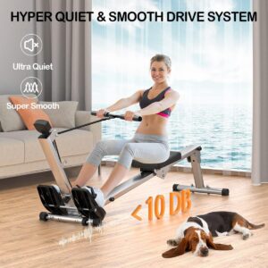 Rowing Machine for Home Use, LUBBYGIM Rowing Machine Foldable Rower with LCD Monitor – Hyper-Quiet & Smooth – 2024 Upgraded Version with 300LBS Loading Capacity