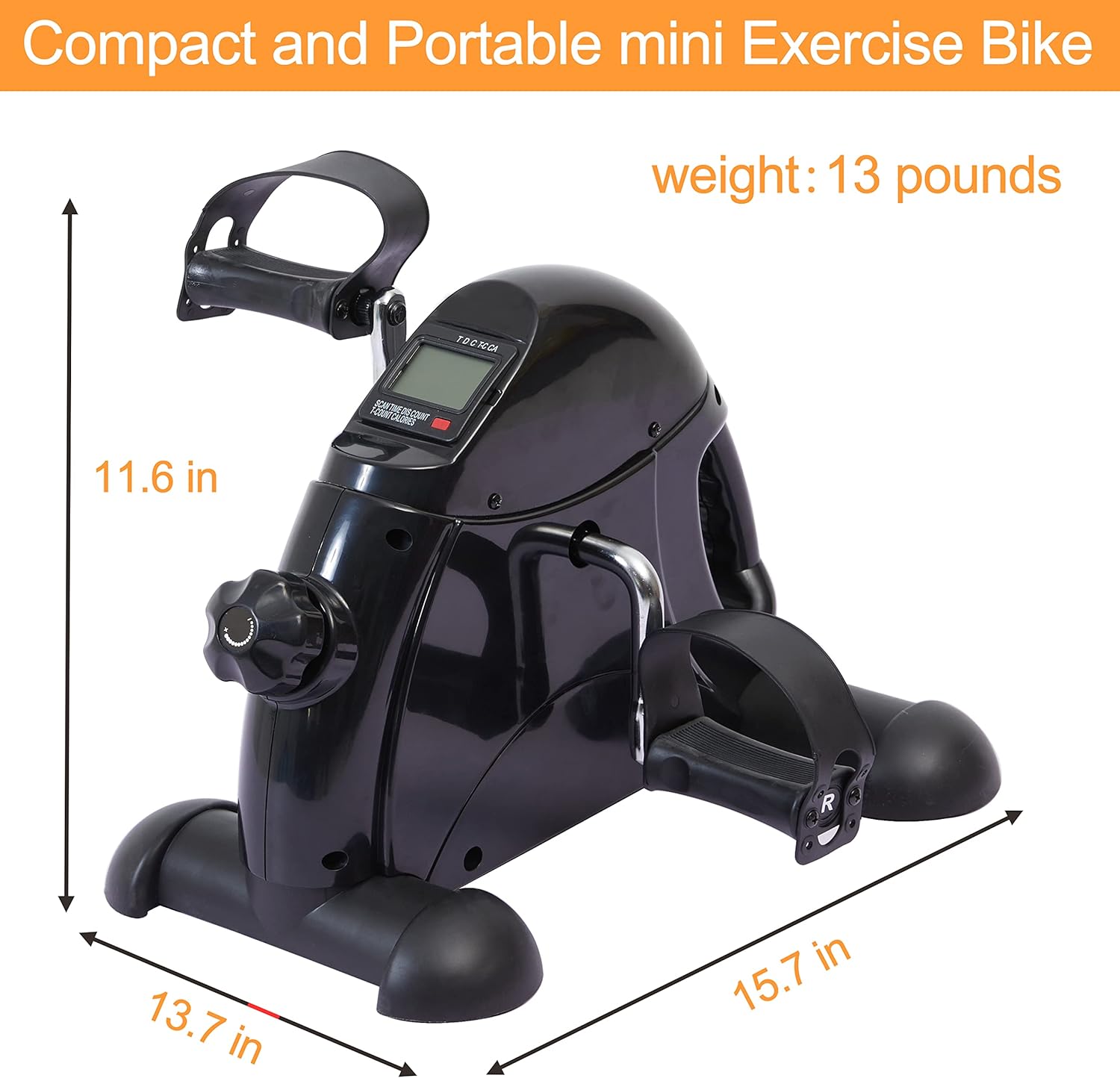 Pedal Exerciser Under Desk Bike Mini Exercise Bike for Leg and Arm Cycling Exercise Portable Peddler with LCD Display - Image 5