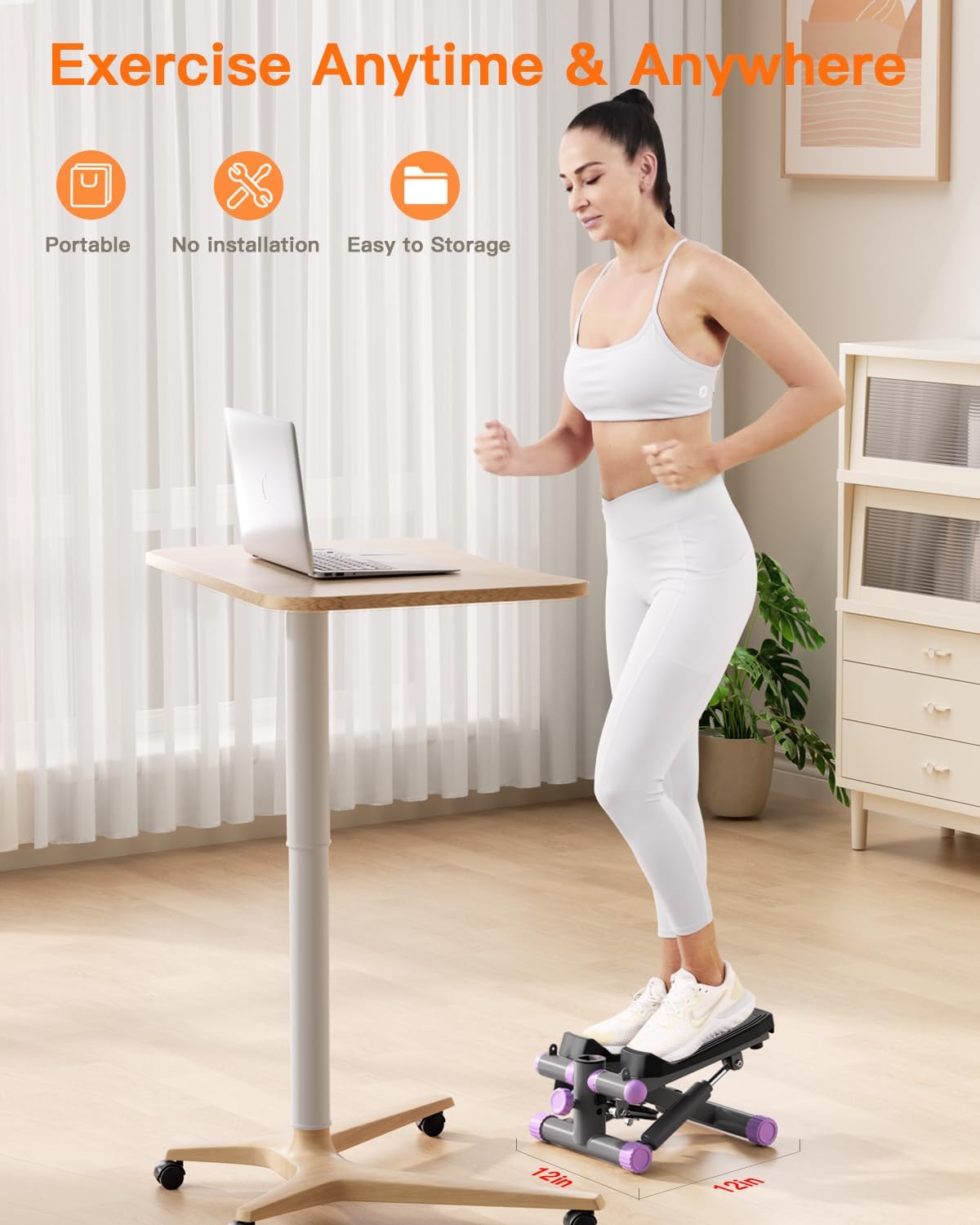 Steppers for Exercise at Home, Mini Stepper with Resistance Bands Portable Stair Stepper for Buttocks Lifting and Body Shaping - Image 3
