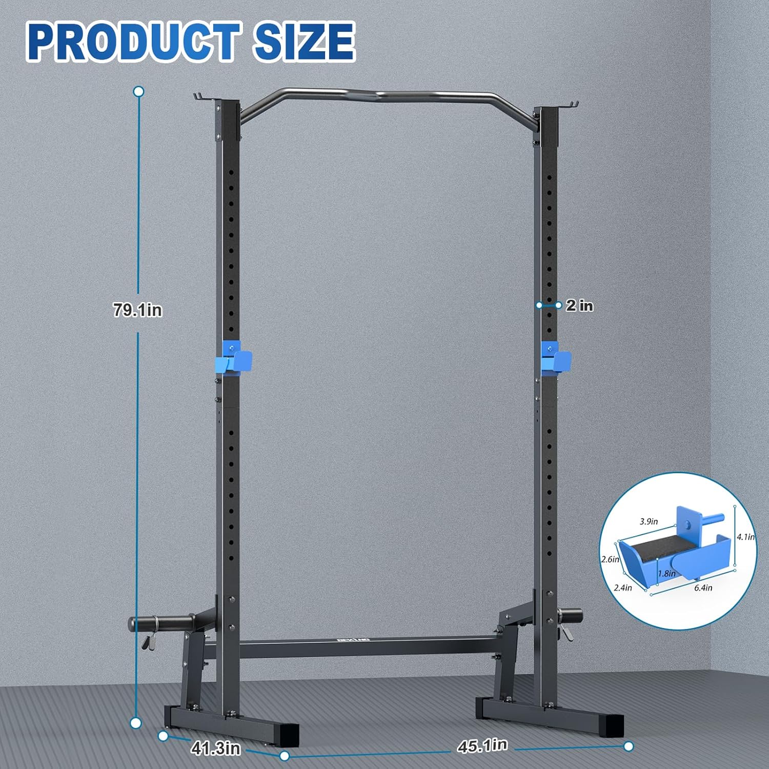 BEKING Power Rack Squat Rack Cage with Pull Up Bar,Adjustable Power Cage Exercise Squat Stand with Barbell Rack Weight Plate Storage,Strength Training Workout Station for Home Gym Fitness - Image 6