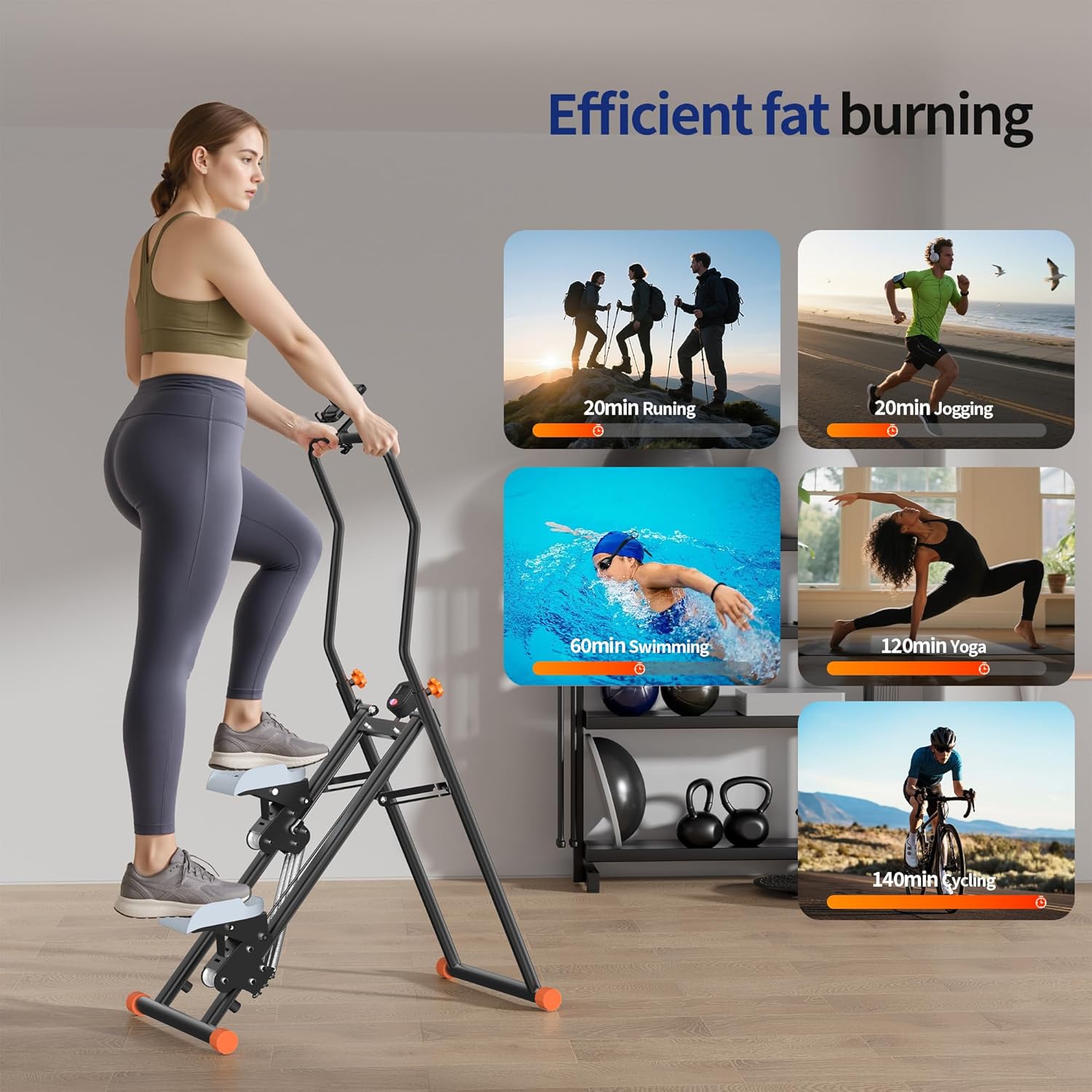 Stair Steppers with Resistance at Home Gym, Folding Vertical Climber Cardio Exercise Machine, Stair Climber for Full Body Workout with LED Display - Image 3