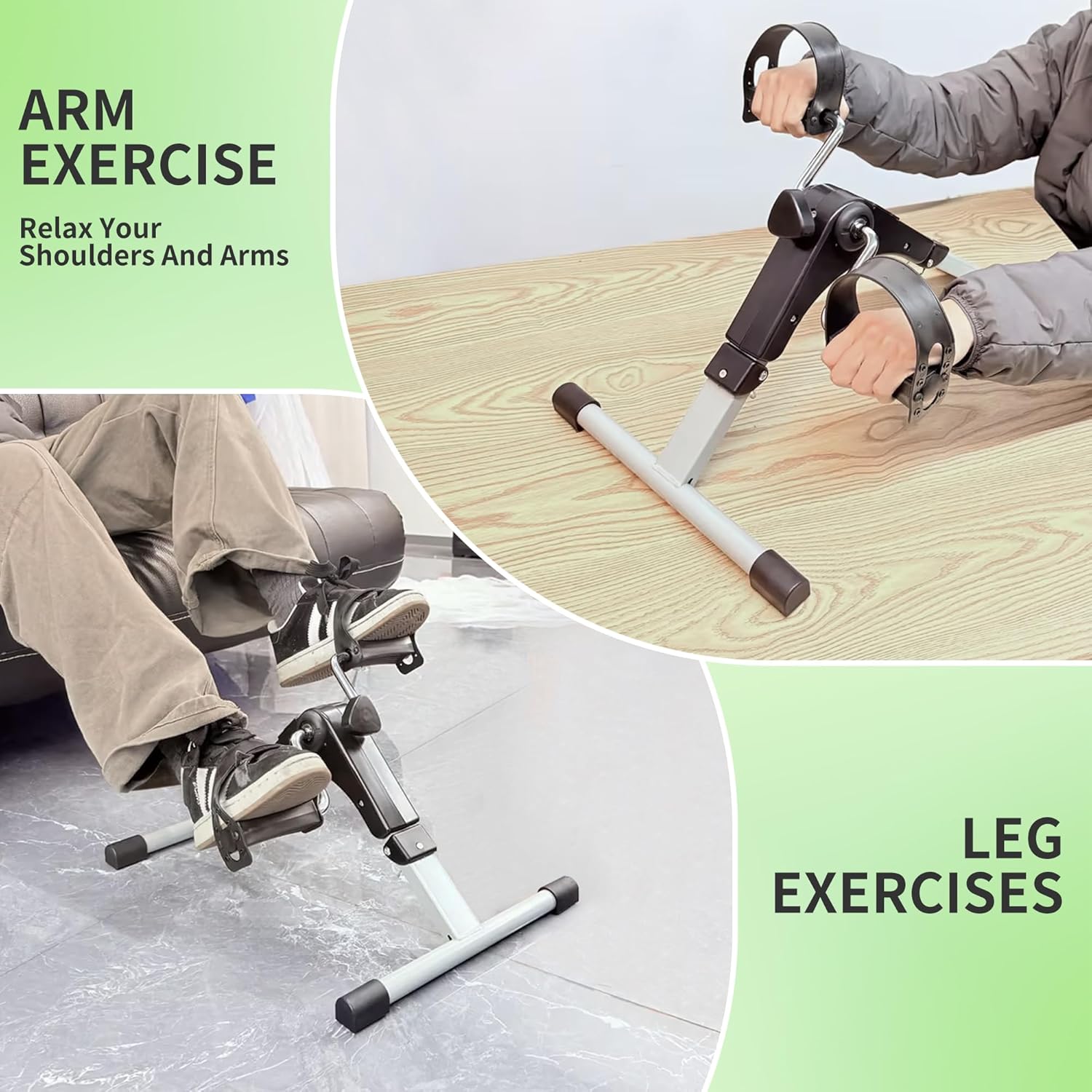 Under Desk Bike Pedal Exerciser Folding Arm Bike with LCD Display Adjustable Resistance Foldable Mini Exercise Bike Machine for Office Home with Suction Cups Anti-Slip - Image 7