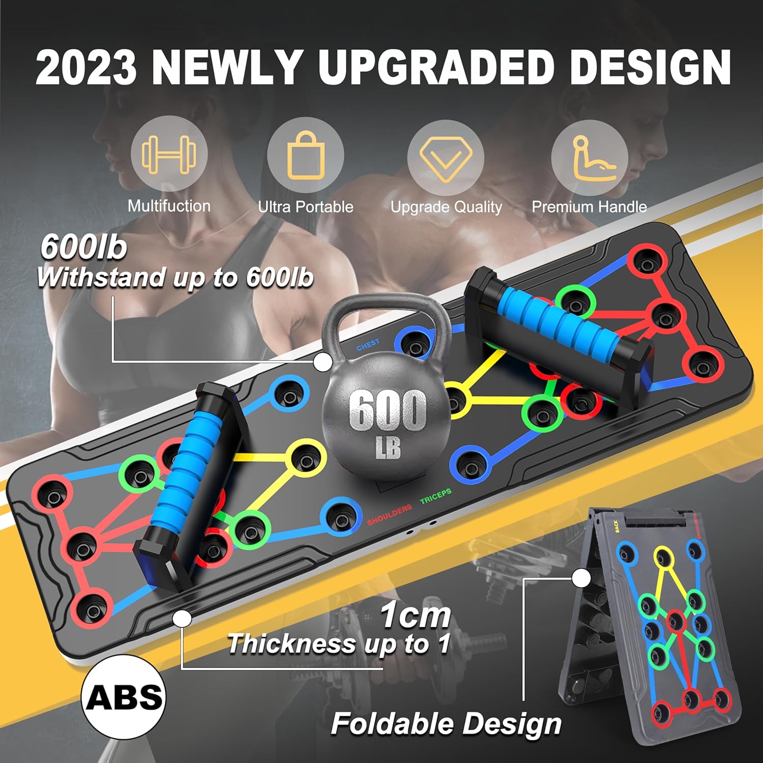 Solid Push Up Board 15 in 1 Home Workout Equipment Multi-Functional Pushup Stands System Fitness Floor Chest Muscle Exercise Professional Equipment Burn Fat Strength Training Arm Men & Women Weights - Image 6