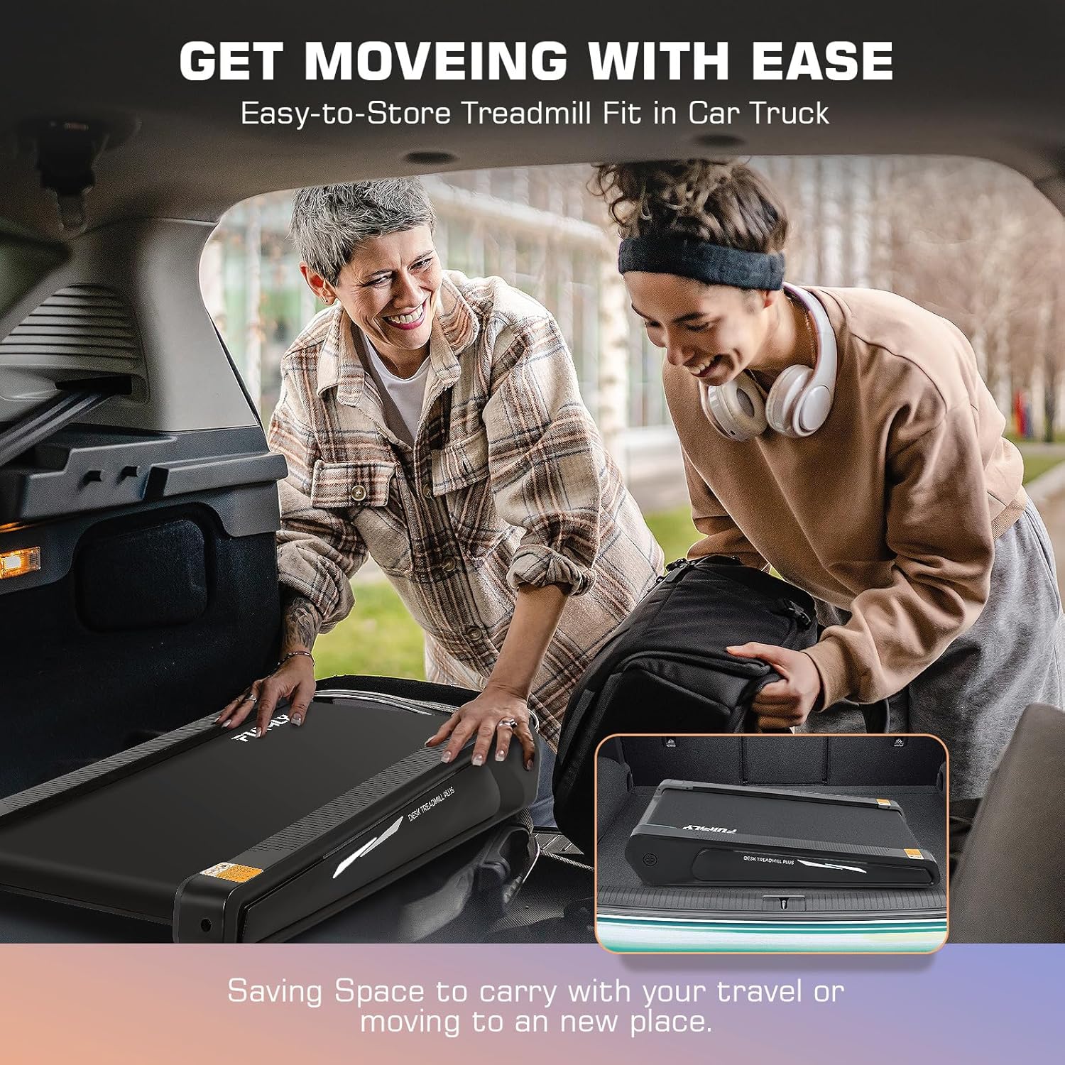 FUNMILY Walking Pad Treadmill with 5% Incline, 2.5HP Smallest Under Desk Treadmill for Home Office, Compact Walking Treadmill 300lbs Weight Capacity/Remote Control/Lighting Design - Image 6