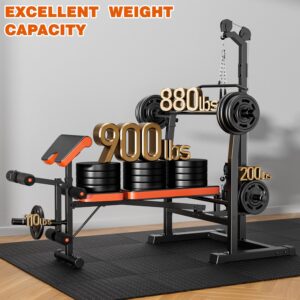 XDDIAS Weight Bench Set, 9 in 1 Olympic Weight Bench with LAT Pulldown and Rowing, 900LBS Bench Press Set with Leg Extension and Preacher Pad, Flat Incline Bench for Weight Lifting Full-Body Workout