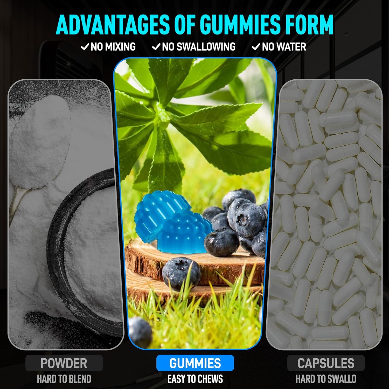 HMB and L-Leucine Gummies, HMB and Leucine Amino Acid Supplements for Men & Women, Muscle Mass & Strength, Muscle Recovery & Health, Sugar-Free, Vegan, Blueberry Flavor, 60 Count - Image 6