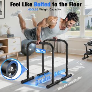 Sportsroyals Adjustable Dip Bar Station, Heavy Duty Parallette & Parallel Bars, 400LBS Stable Dip Stands for Home Gym, Calisthenics & Upper Body Workout Equipment