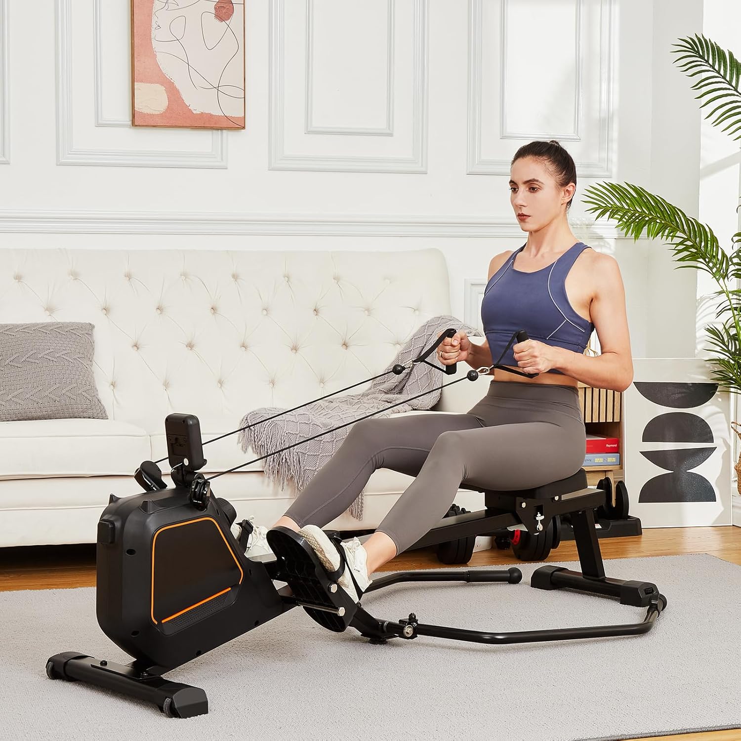 Magnetic Rowing Machine for Home with 350lb Weight Capacity, 14/32 Level Magnetic Resistance, Foldable & Compact Rower Machine, Exercise Equipment for Home Gym, Row Machine Movable - Image 2