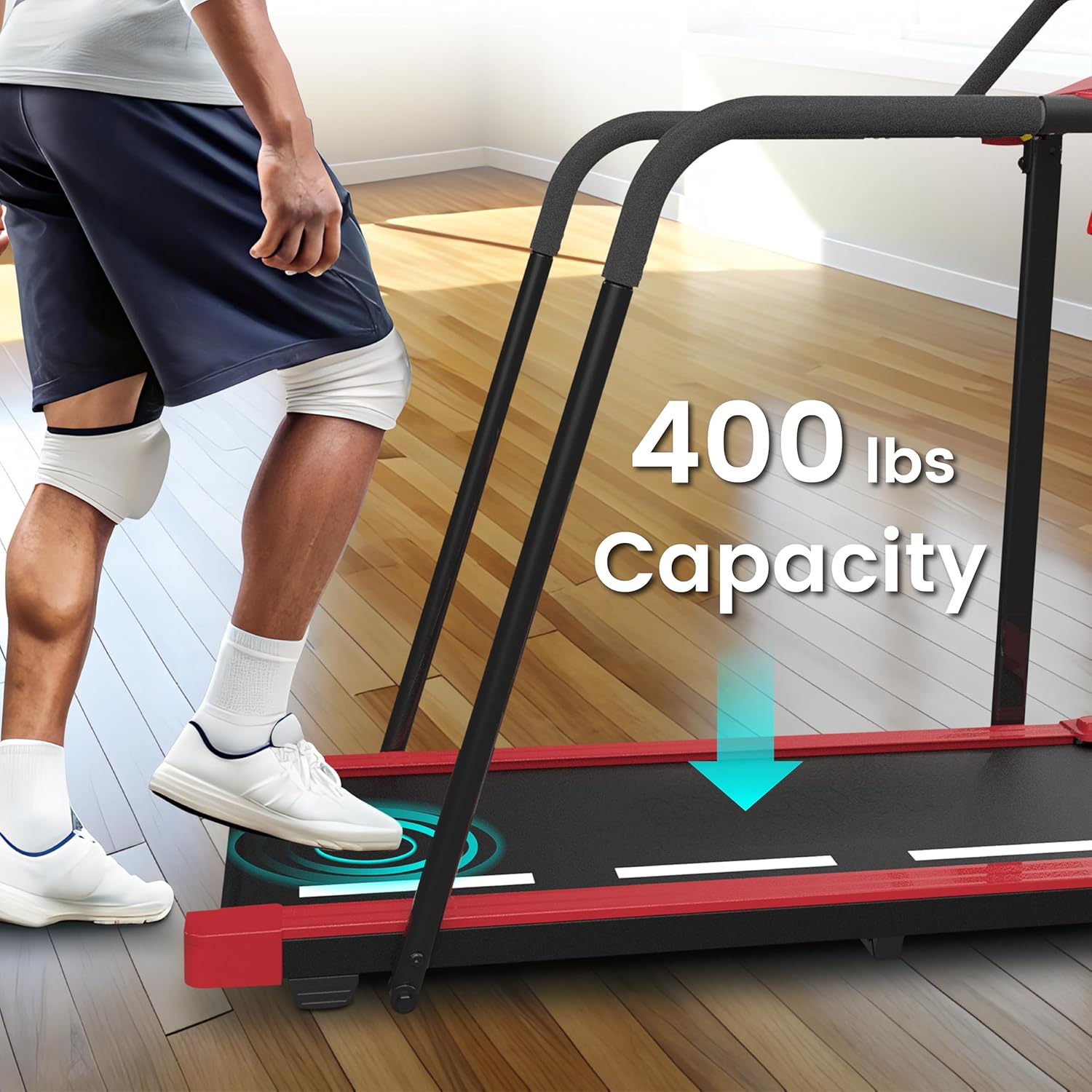 Senior Fitness Treadmill, 400 lb Capacity, Safe Design with Full-Length Rails, Low Step-Up Height, 0.2–4 MPH Motorized Walking Treadmill for Elderly, Recovery & Home Exercise - Image 2