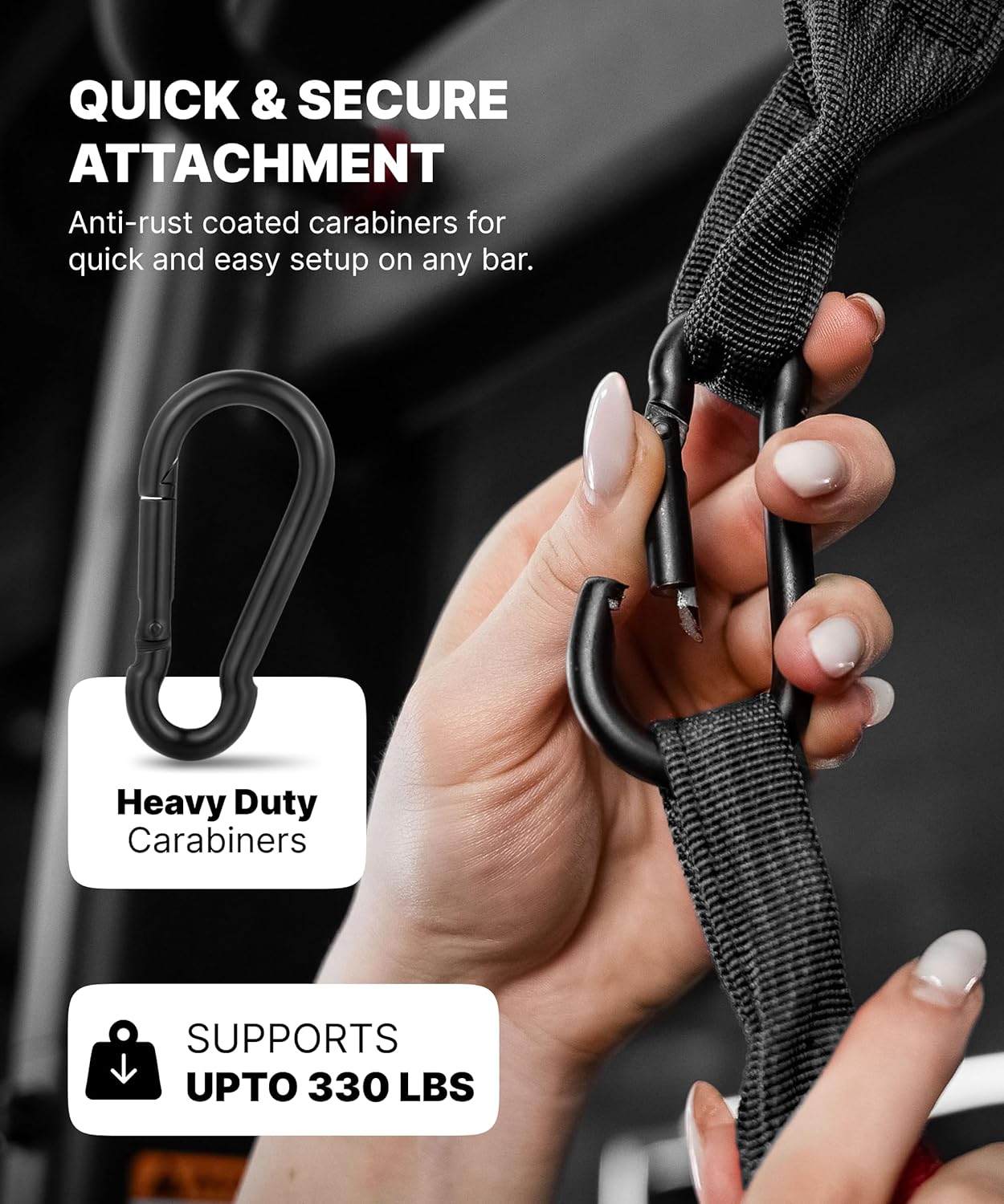 DMoose Fitness Hanging Ab Straps for Pull Up Bar & Core Strength Training - Soft Padded Exercise Straps for Ab Swing & Leg Raises, Hang Bar Strap with 2 Steel Carabiners - Abs Equipment for Home & Gym - Image 6