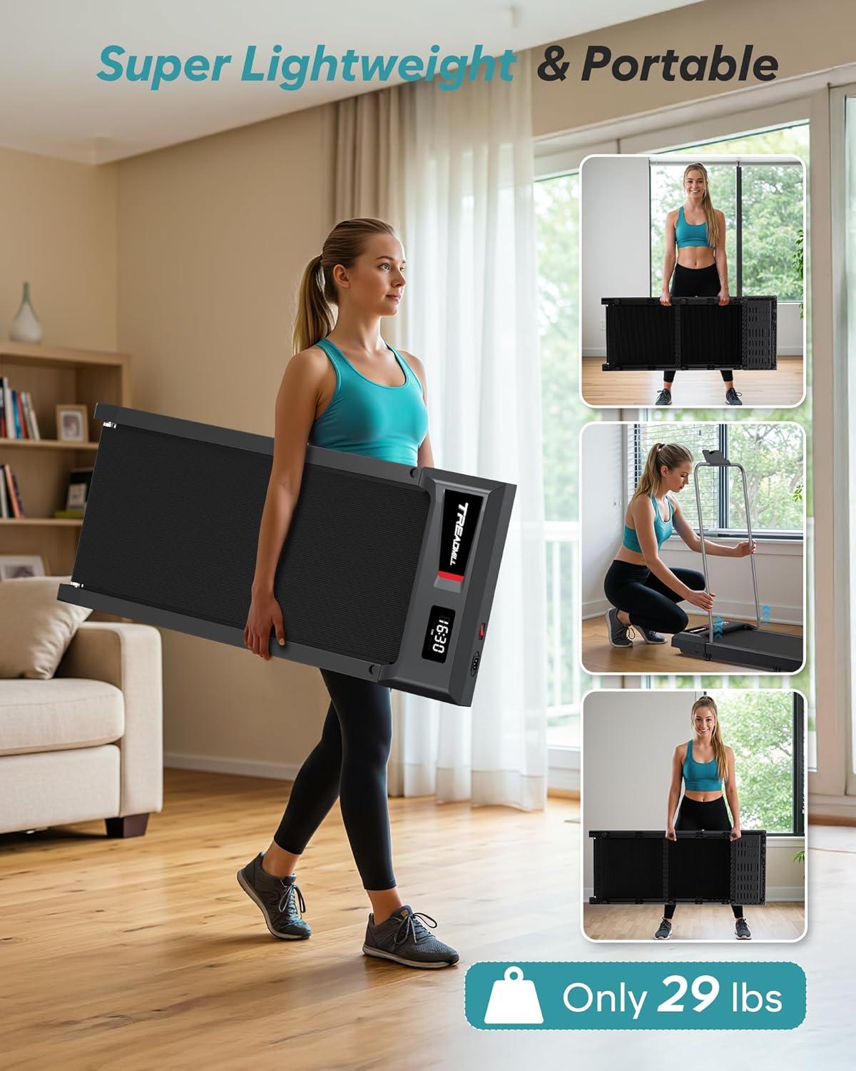 WELLFIT Auto Incline Folding Treadmill - 10% Incline Desk Walking Pad Treadmill with Handlebar, 400 lbs Heavy-Duty Capacity, Space-Saving Quiet Under-Desk Design for Home Office, Seniors & Fitness - Image 8