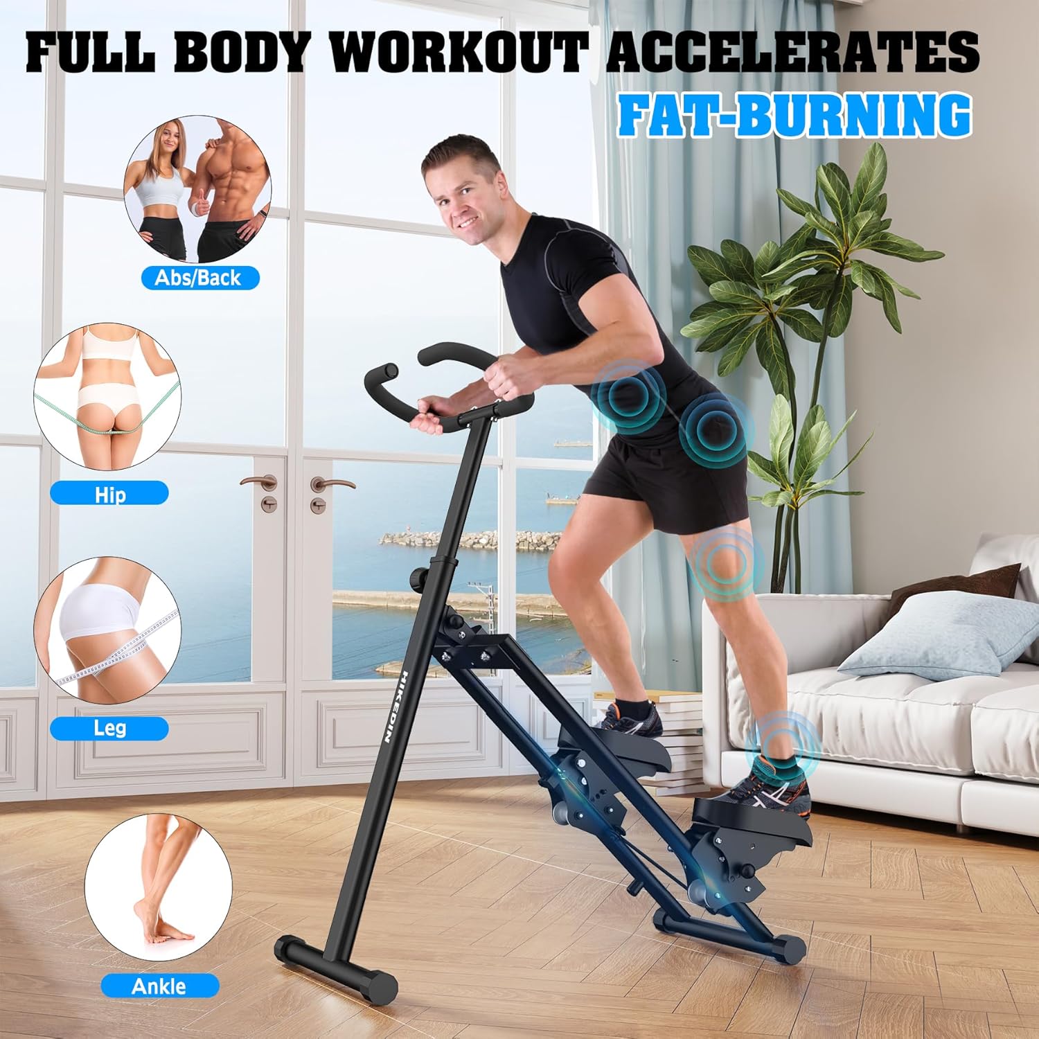 Stair Stepper Vertical Stair Master with Optional Resistance Bands Adjustable Handlebar & Pedals Climber Exercise Machine for Full-Body Workout, New Version (BLACK2+Resistance Bands) - Image 3