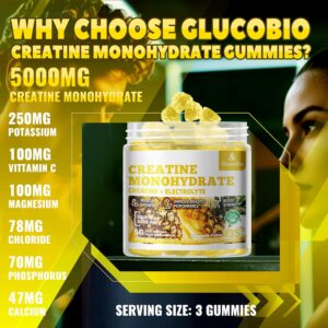 Creatine Monohydrate Gummies (5g) – Pre-Workout Energy & Muscle Growth Support for Men & Women | Pineapple Electrolyte Gummies (135 Count)