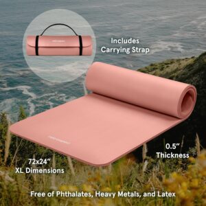 Retrospec Solana Yoga Mat 1/2″ Thick w/Nylon Strap for Men & Women – Non Slip Exercise Mat for Yoga, Pilates, Stretching, Floor & Fitness Workouts