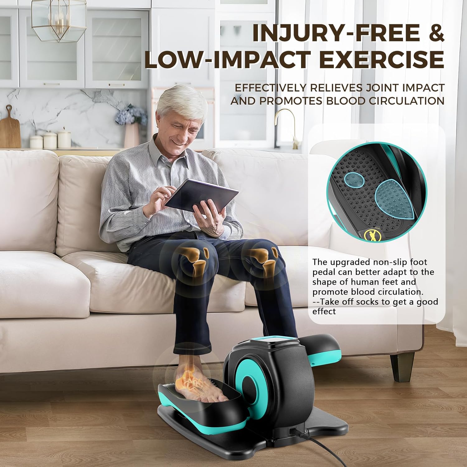 Under Desk Elliptical Machine, Electric Leg Exerciser for Seniors, Compact Seated Pedal Exerciser, Portable Elliptical Trainer with Remote and Non-Slip Pedals for Teens Adults - Image 6