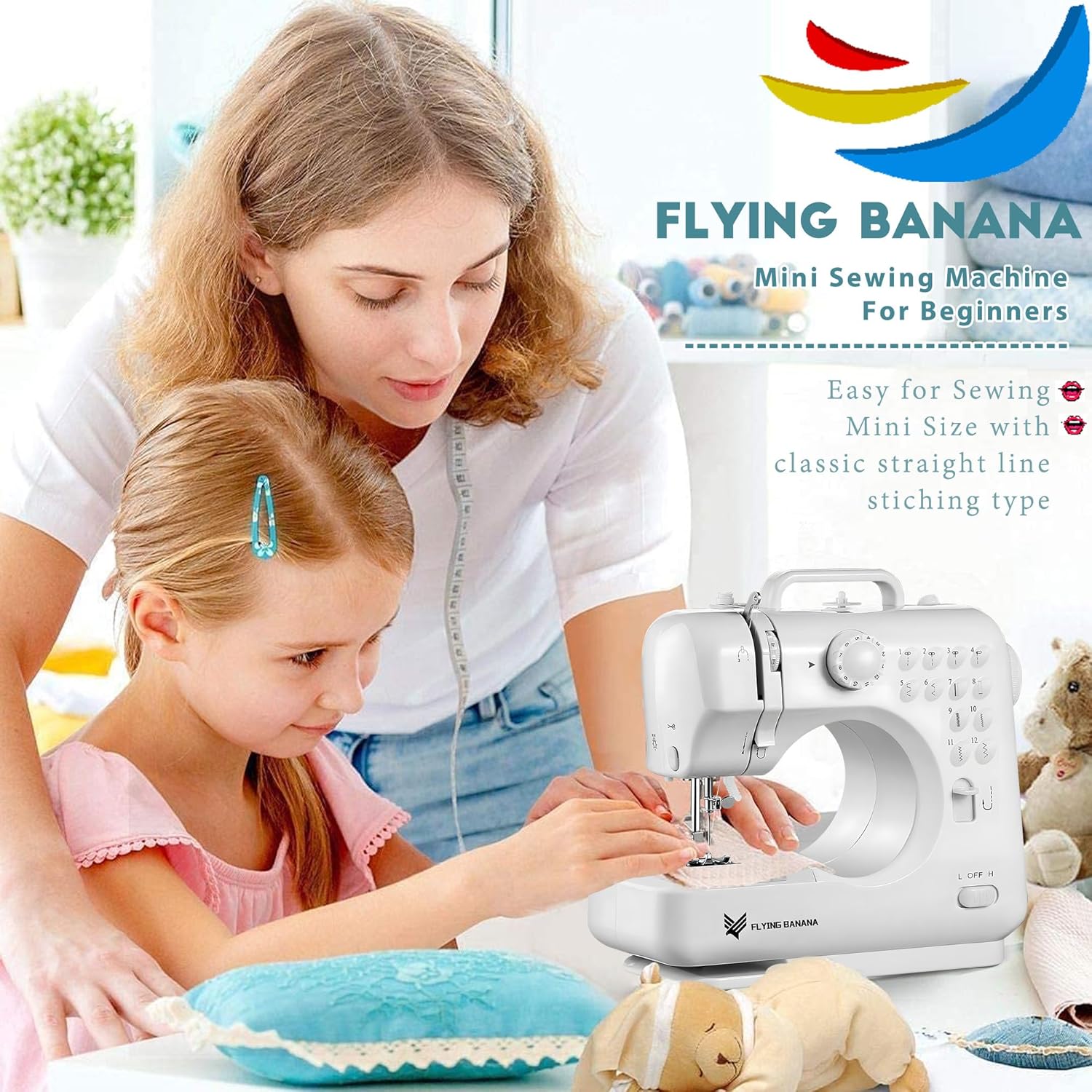 Portable Sewing Machine for Beginners, Mini Electric Sewing Machine 12 Built-in Stitch Patterns, 2 Speed with Foot Pedal & Sewing Kit, Easy DIY Household máquinas de coser for Kids Ages 8-12 - Image 3