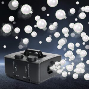 Fog Bubble Machine, 2 in 1 Professional Smoke Bubble Maker for Stage Party Halloween Christmas Wedding Birthday, 8000+Fog Filled Bubble Per Minute, 250W (Black）