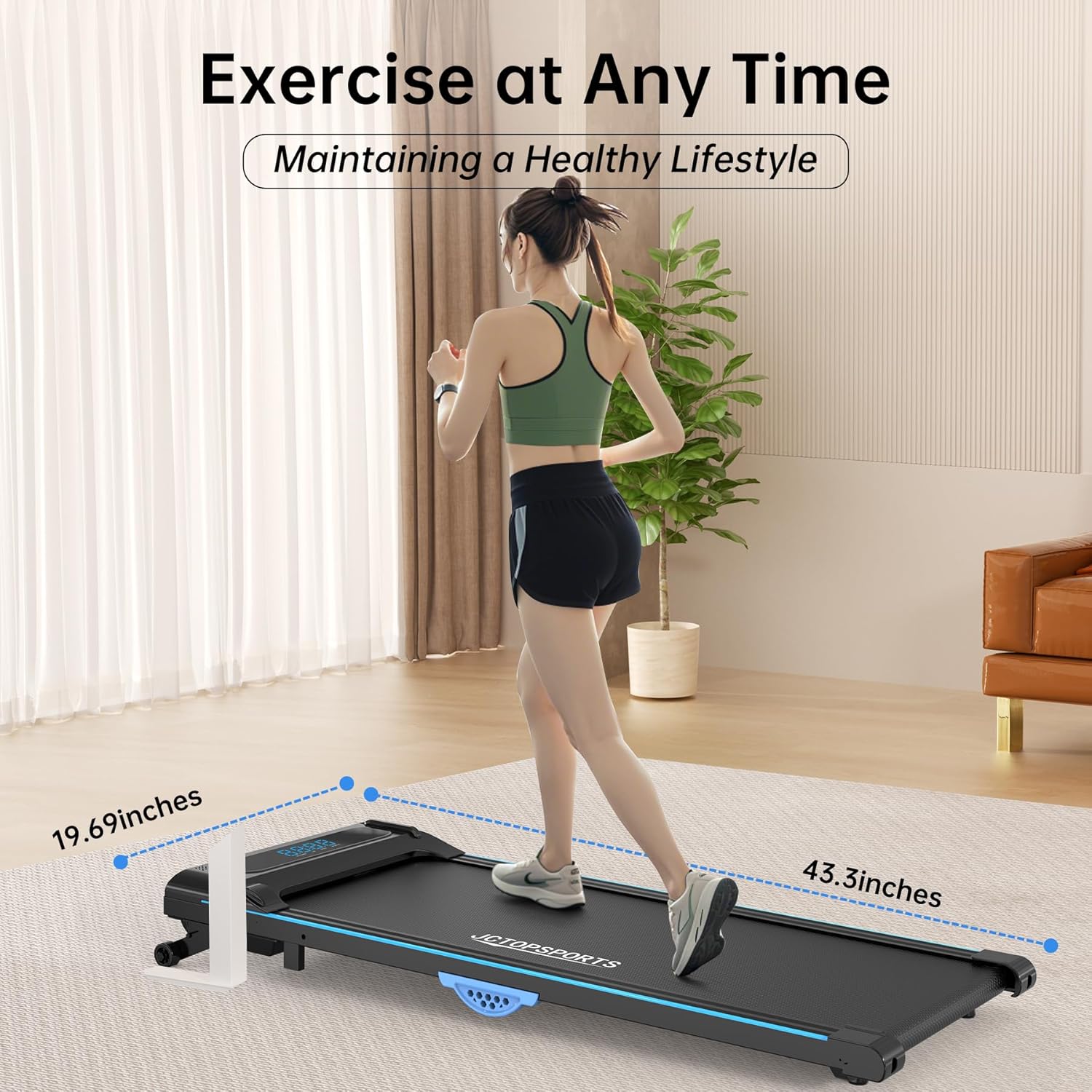 3-in-1 Under Desk Treadmill, Foldable Walking Pad for Home Office, Portable Electric Treadmill with Remote Control & LED Display, Compact Running Machine for Small Spaces, 300 lbs Capacity - Image 8