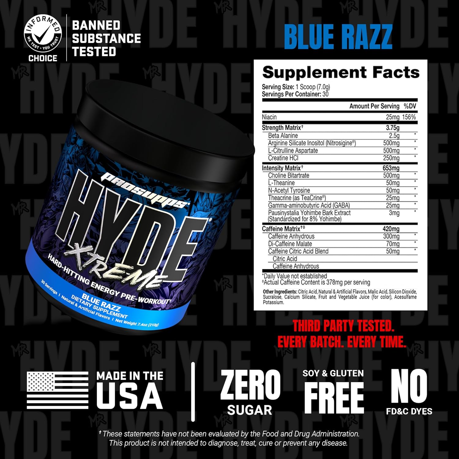 PROSUPPS Mr. Hyde Xtreme Pre Workout Powder with Creatine, Beta Alanine & Caffeine – Extreme Energy, Pumps, Focus & Performance - Fitness & Gym Supplements for Men & Women (Blue Razz, 30 Servings) - Image 5