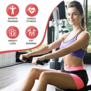 SereneLife Air & Magnetic Rowing Machine – Measures Time, Distance, Stride, Calories – For Gym or Home Cardio Workout