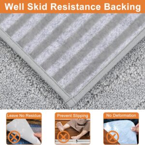 BEQHAUSE Stair Treads Non Slip Stair Runners Step Carpet Mat for Wooden Steps Indoor Machine Washable 28inX9in Edging Polyester Soft Stair Rugs for Kids Elders Pets with TPE Backing(Grey,7pcs)