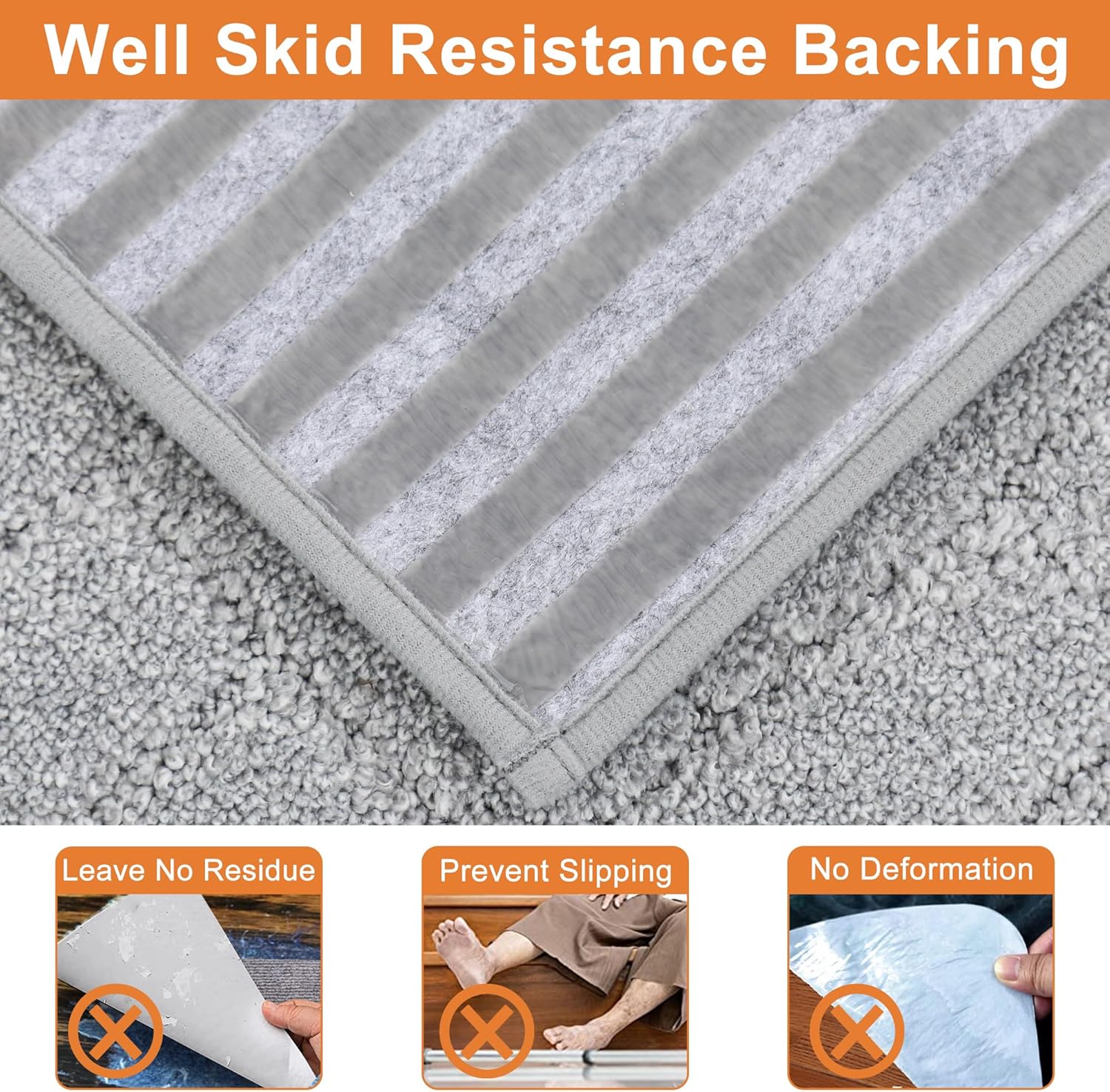 BEQHAUSE Stair Treads Non Slip Stair Runners Step Carpet Mat for Wooden Steps Indoor Machine Washable 28inX9in Edging Polyester Soft Stair Rugs for Kids Elders Pets with TPE Backing(Grey,7pcs) - Image 2