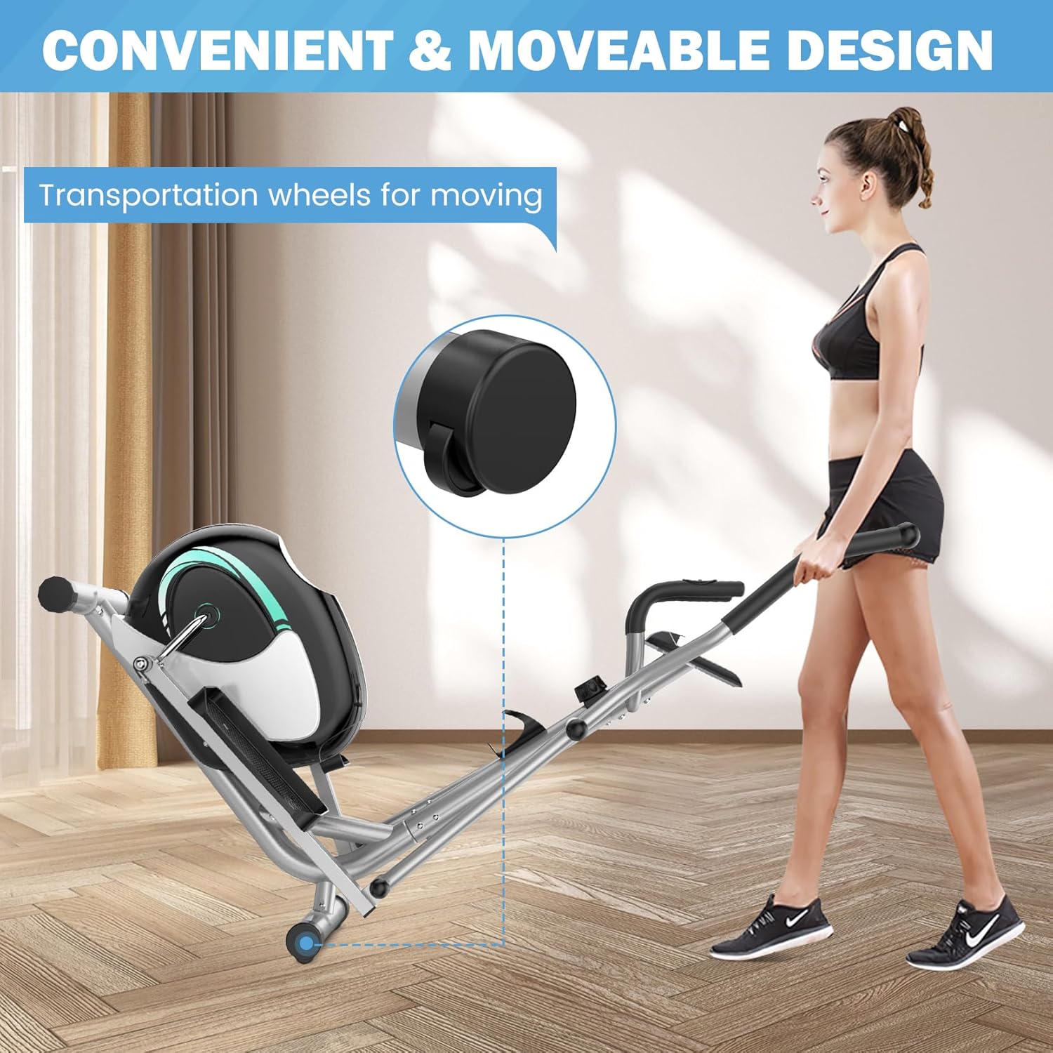 Elliptical Exercise Machine, Dripex Magnetic Elliptical Machine for Home, Hyper-Quiet Elliptical Training Machines w/ 6KG Flywheel, 8 Resistance Levels, Pulse Monitor, LCD Monitor, Device Holder - Image 6