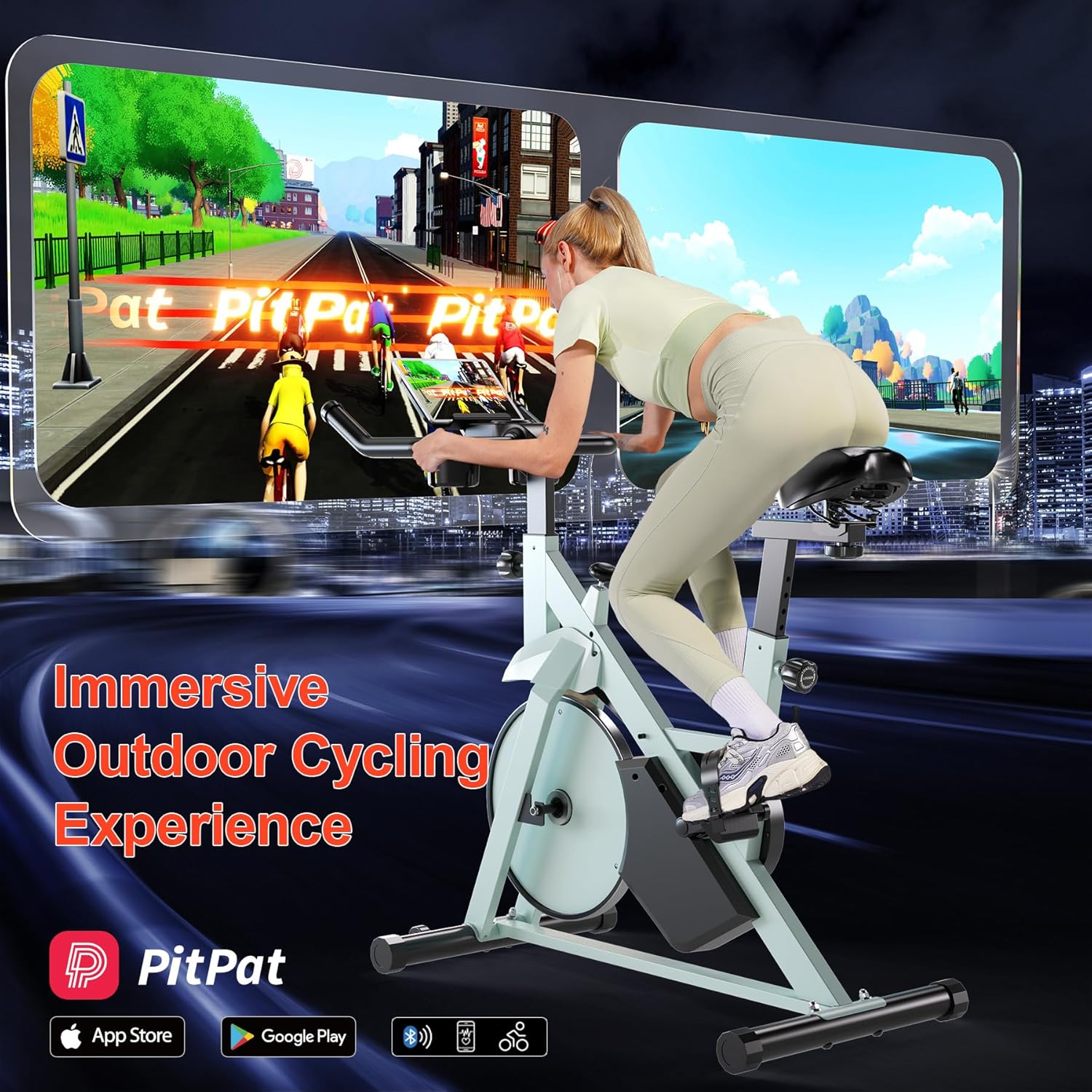 Exercise Bike, 32-Level Magnetic Resistance Stationary Bikes for Home, Low Noise Indoor Cycling Bike with 300lbs Weight Capacity, Workout Bike with Pad Mount, LCD Monitor and Cup Holder for Home Gym - Image 7