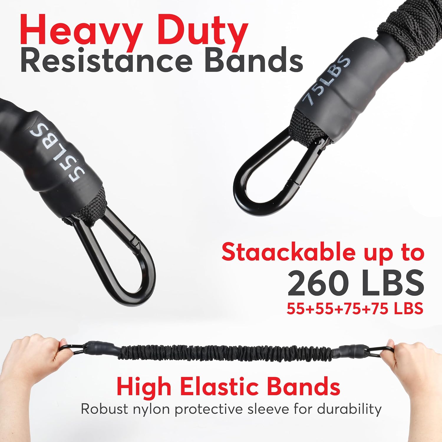 Pull Up Assistance Bands 260lbs - 4 Heavy Duty Assisted Pull Up Bands - Adjustable Strength Resistance Band Pull Up Assist, Training Equipment with Foot Rest, Bar Band for Home & Gym - Image 5