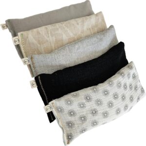 Unscented Eye Pillows (Sampler Pack of 5) – Soft Cotton Gauze Flannel – Filled with Flax Seed Weighted for Yoga Meditation Headache Relief Sleep Massage Bulk – Natural Gray
