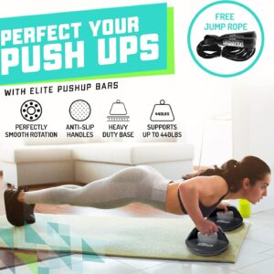 Elite Sportz Push Up Bars – You Will Feel Less Wrist Pain Than When Doing Normal Pushups. Very Sturdy and Won’t Slide Around