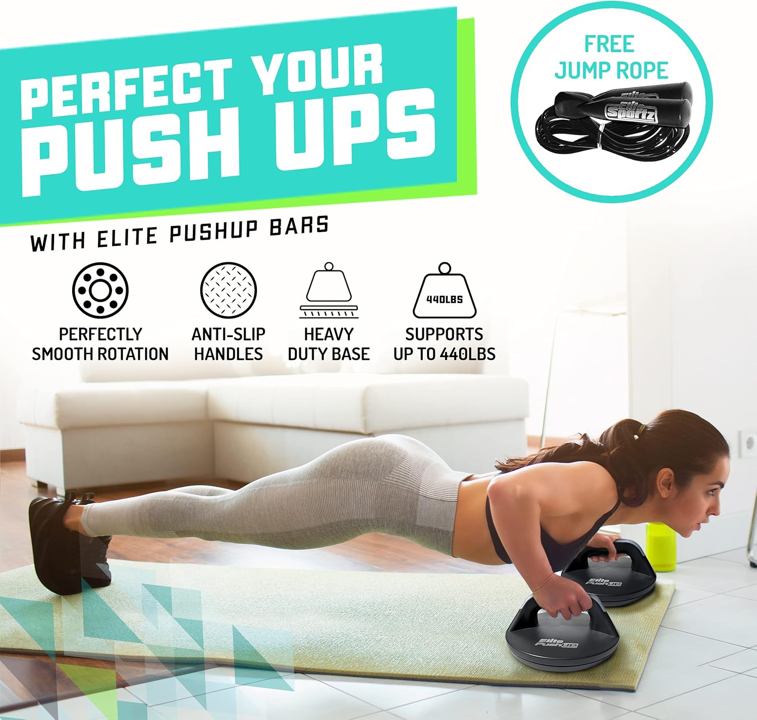 Elite Sportz Push Up Bars - You Will Feel Less Wrist Pain Than When Doing Normal Pushups. Very Sturdy and Won’t Slide Around - Image 2