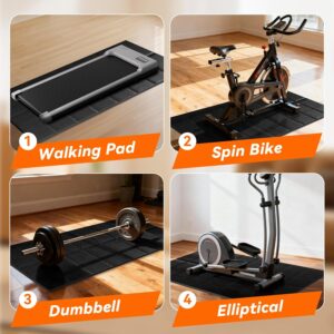 Walking Pad Mat for Treadmill – 63″x30″ 0.24″ Thick Non-Slip Shock Absorbing Gym Floor Mat to Protect Hardwood & Carpets, Compatible with Peloton Bike, Stationary Trainer, Elliptical