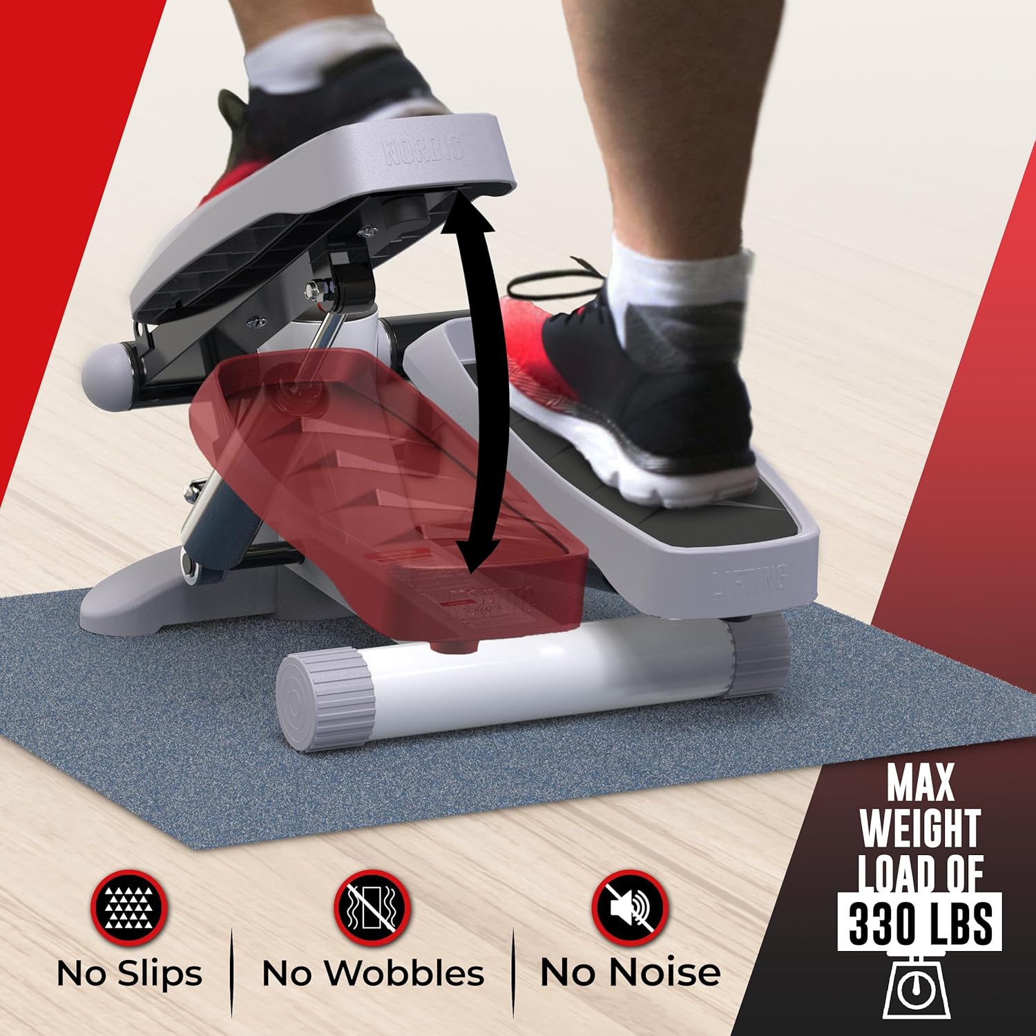 Nordic Lifting Mini Stepper Machine – Stair Climber w/Resistance Bands & LCD – Home Workout Stepper - Image 2