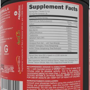 Bucked Up – Woke – HIGH STIM Pre Workout – Best Tasting – Focus Nootropic, Pump, Strength and Growth, 30 Servings (Grape)