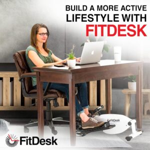 FitDesk Under Desk Bike Exercise Machine, Compact Magnetic Pedal Exerciser, Mini Elliptical, Quiet Seated Cardio Trainer for Home Office Workouts, Adjustable Resistance Bike for Desk Fitness